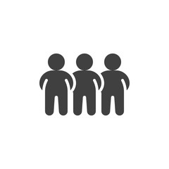 Crowd of people vector icon. Three men standing filled flat sign for mobile concept and web design. Teamwork group glyph icon. Symbol, logo illustration. Vector graphics