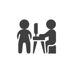 Business meeting vector icon. filled flat sign for mobile concept and web design. Employee Interview glyph icon. Symbol, logo illustration. Vector graphics