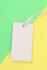 label (tag) on color  background. - Image .