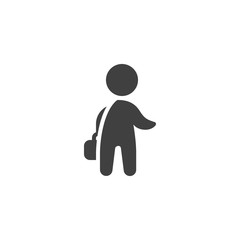 Man with briefcase vector icon. Businessman with suitcase filled flat sign for mobile concept and web design. Person with portfolio glyph icon. Symbol, logo illustration. Vector graphics