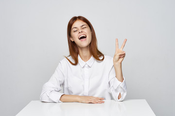 young woman with thumbs up