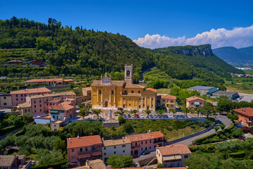 Naklejka premium Photo with drone. Beautiful view of the city of Cavaion Veronese and its surroundings of Lake Garda, Italy.