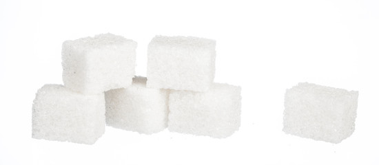 Cubes of sugar isolated on white background