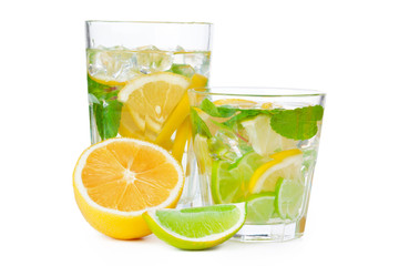cold fresh lemonade. Isolated on white background with clipping path