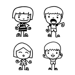 Cute cartoon people man and woman . drawing by Jaidee Family Style