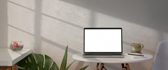 Open laptop with blank screen