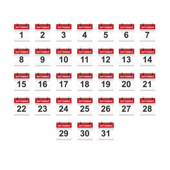 September calendar 1-31 illustration vector art