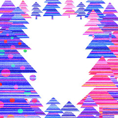 Obraz premium Christmas frame with abstract trees. New Year composition. Mock up.