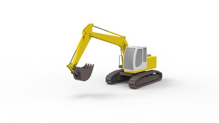 3d rendering of an excavator isolated in white studio background