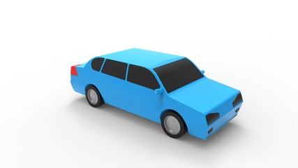 3d rendering of a sedan car model isolated in studio background