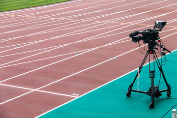 Close-up track and field plastic track