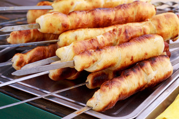 Sausages in dough