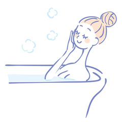 入浴する女性のイラスト