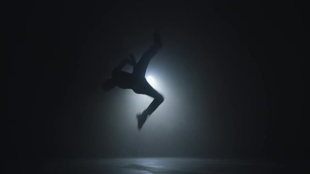 Professional break dancer gymnastic acrobat super slow motion
