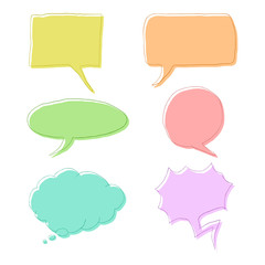 Vector Set of Color Doodle Comics Speech Bubbles. Comix Balloons.