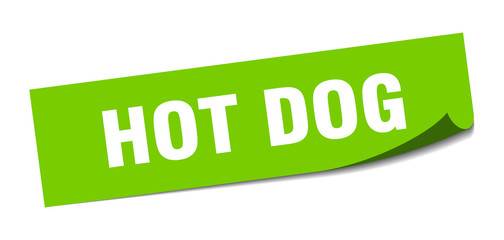 hot dog sticker. hot dog square isolated sign. hot dog