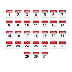 December calendar 1-31 illustration vector art
