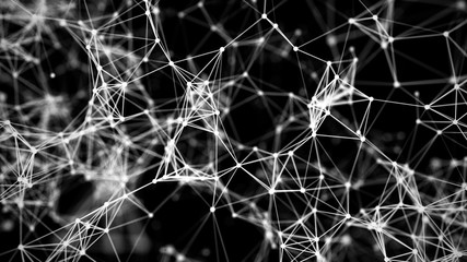 Background with connecting dots and lines. Big data visualization. 3d rendering.
