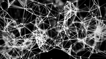 Background with connecting dots and lines. Big data visualization. 3d rendering.