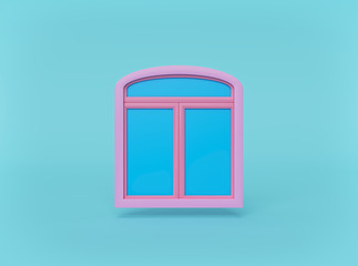 pastel blue and pink colored window. minimal background. 3d rendering