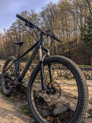 Fototapeta premium MTB bicycle on the trail in the spring season