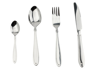Cutlery set with Fork, Knife and Spoon isolated