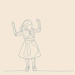 sketch of a child with lines, on a beige background, girl