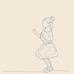 child with lines, on a beige background, girl