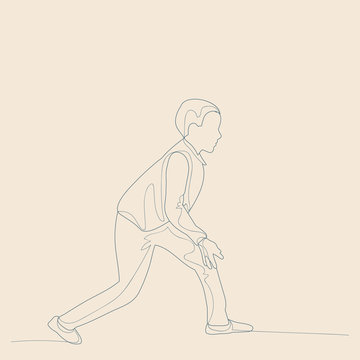 isolated, sketch of a child with lines, on a beige background, a boy is playing © zolotons