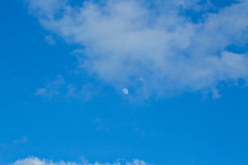 Blue cloudy sky with moon background