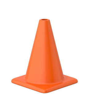 3d Rendered Orange Traffic Cone On A White Background.