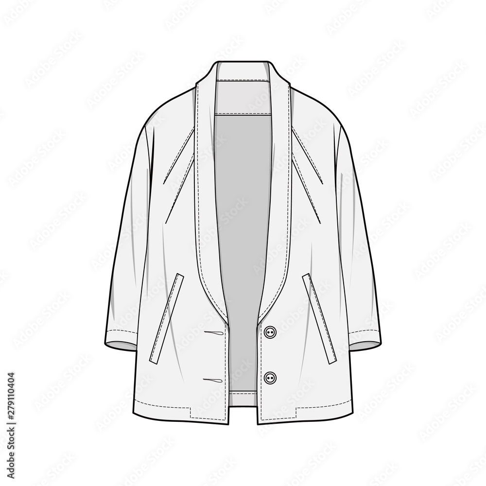 Wall mural Outer Jacket fashion flat sketch template