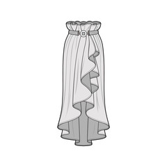 Skirt fashion flat sketch template