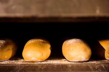 Baked bread in the bakery