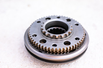 New car parts on a gray background