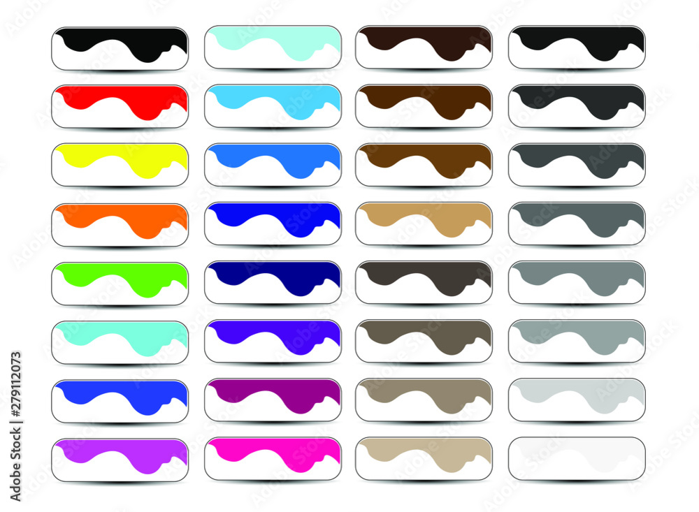 Poster a set of blank buttons with shadows of different colors for the site or application. vector illustra