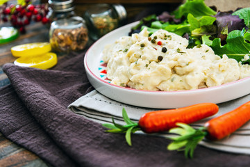 Traditional Parmentier of fish with chives