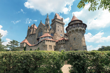 Fototapeta na wymiar Summer landscape with Burg Kreuzenstein castle in Austria