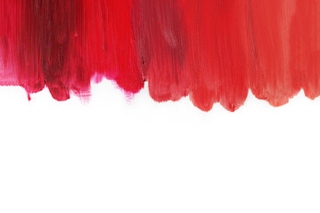 From light to deep colour lipstick texture.  Isolated on white. Copy space.