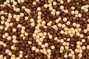 Chocolate corn flakes  as a background.