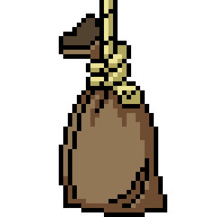 Obraz premium vector pixel art sandbag hang
