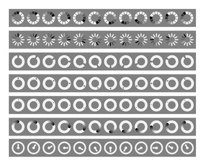 Set of various animated loading icon phases