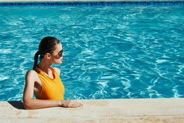 young woman in swimming pool