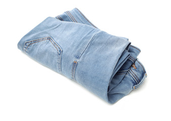 one fashion blue jean on white background