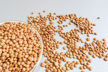 Bowl full of lentils with copy space