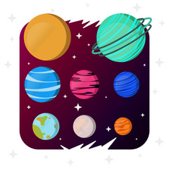 Space planet solar system galaxy vector illustration