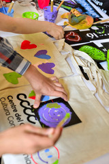 Valencia, Spain: 05.18.2019; The children workshop of serigraphy
