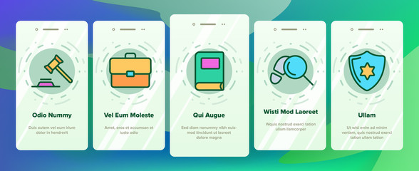 Judgement, Court Process Vector Onboarding Mobile App Page Screen. Judgement, Trial Procedure Linear. Legal Accusation, Litigation. Crime Investigation, Verdict, Indictment Oars Illustrations