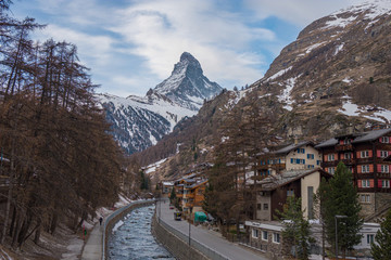 Matterhorn and city of Zermatt, Switzerland