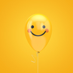 Big smile with red cheeks emoji floating balloon